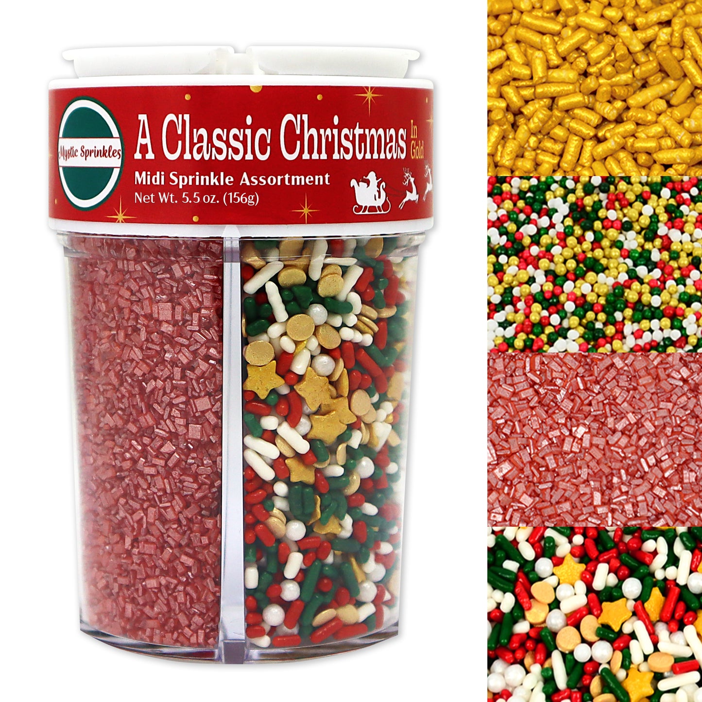 A Classic Christmas in Gold Midi Sprinkle Assortment 5.5oz