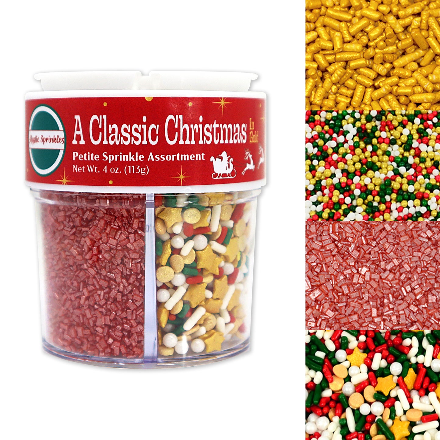 A Classic Christmas in Gold Petite Sprinkle Assortment 4oz